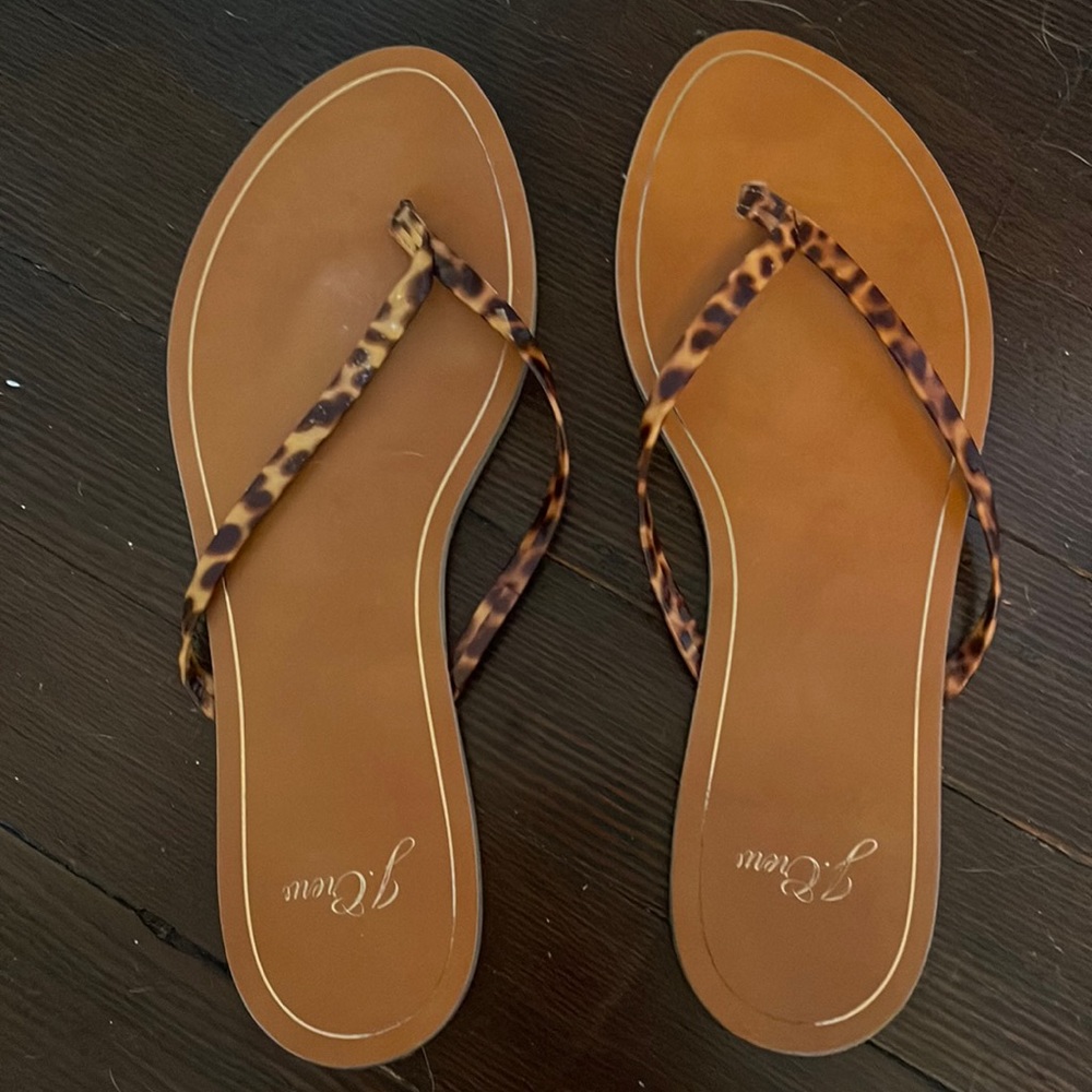 Jcrew leather leopard sandals - great condition!